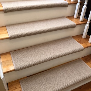 SALE! Ready to Ship Manchester Tan EccoTex Wool! - True Bullnose™ Stair Treads 27&quot; Wide x 10&quot; Deep
