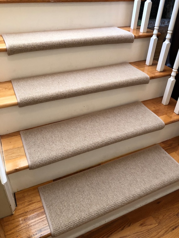 SALE! Ready to Ship Manchester Tan EccoTex Wool! - True Bullnose®  Stair Treads 31" Wide x 10" Deep