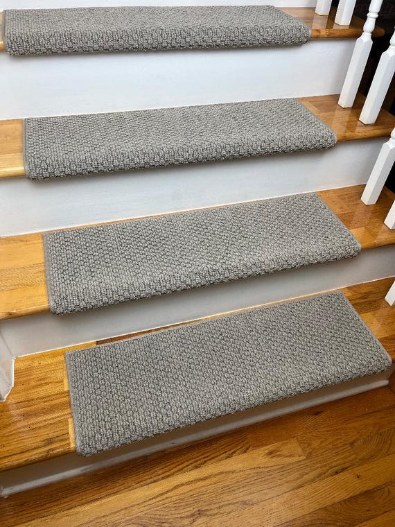 Cathedral Hill II Taupe Tone (and other colors) True Bullnose® Padded Carpet Stair Tread - For Safety Comfort Dog Cat Pet (Sold Each)