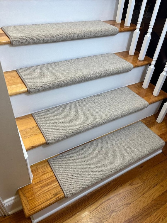READY TO SHIP! Bristol Creme EccoTex Wool! - True Bullnose® Stair Treads 27" Wide x 10" Deep (Sold Per Step/Each)