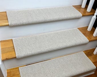 Bouclé Grain 100% Wool True Bullnose® Carpet Stair Tread JMish (Sold Per Step/Each)
