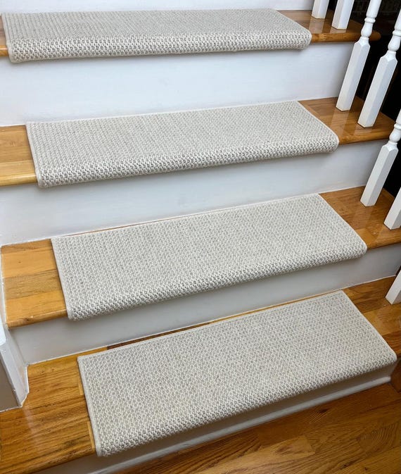 Bouclé Grain 100% Wool True Bullnose® Carpet Stair Tread JMish (Sold Per Step/Each)