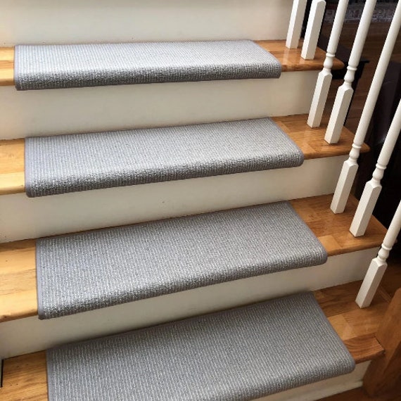 SALE BOX SET: Set of 15 Baytowne ll Half Moon 100% Wool True Bullnose Padded Carpet Stair Treads 27" wide X 10" deep