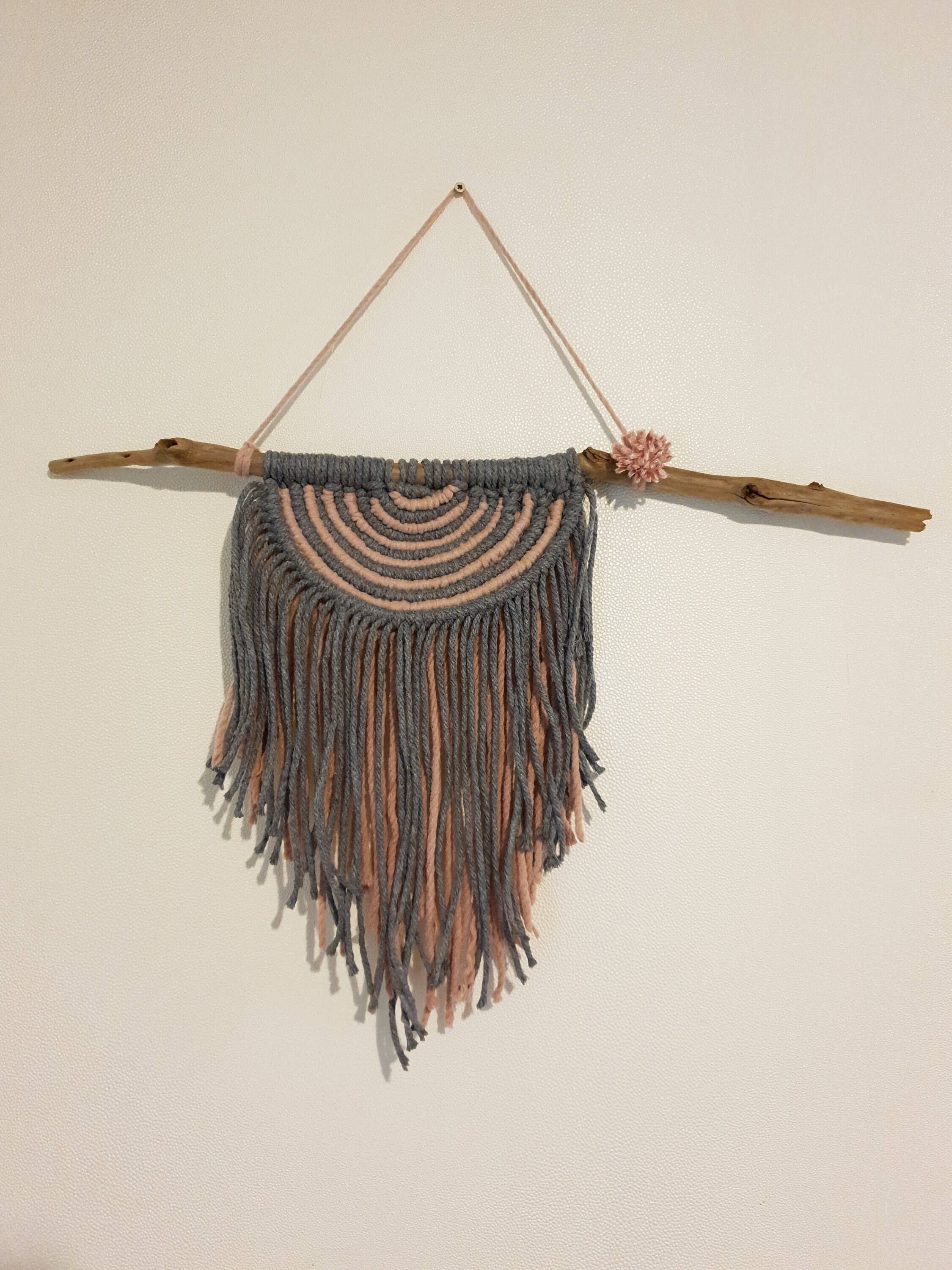 Suspension Murale Macramé Bois Flotté