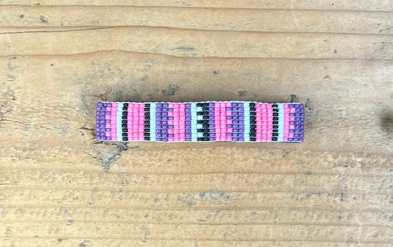 Pink/Purple Serape Hand Beaded Hair Barrette