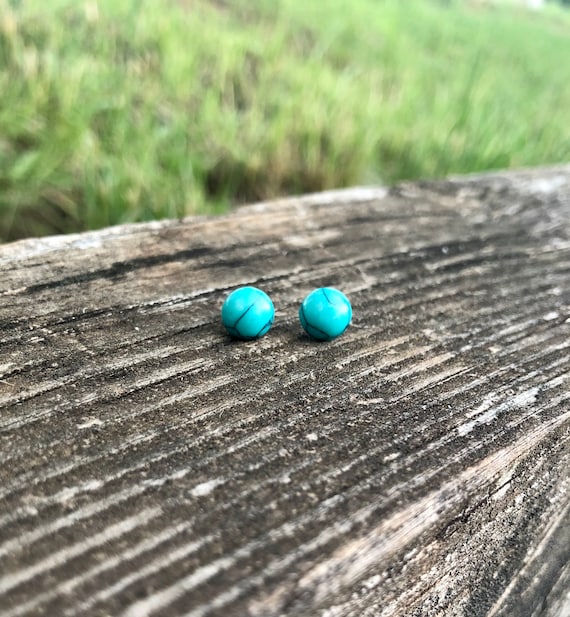 Wholesale Turquoise Studs - Synthetic Turquoise Howlite Stone - 8mm