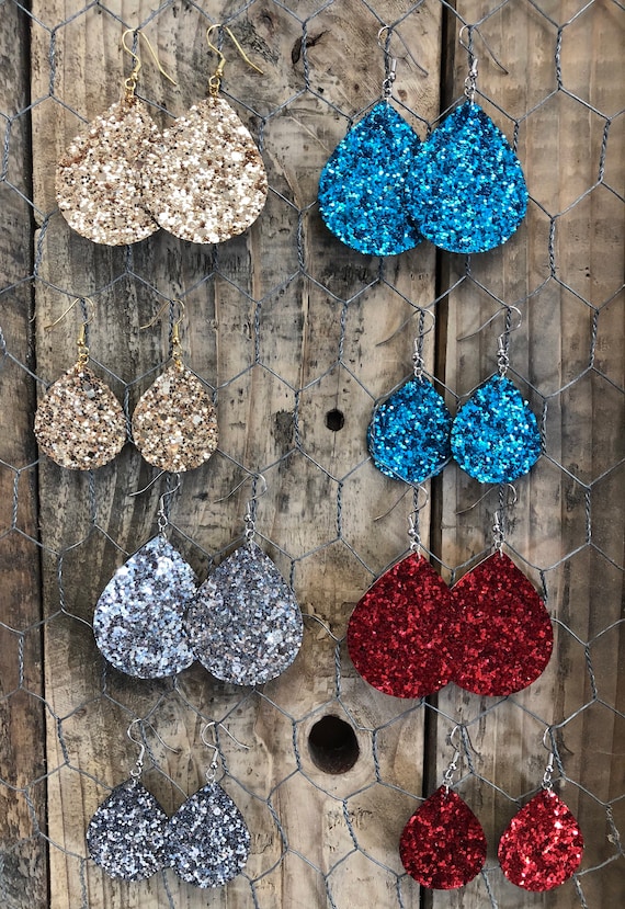 Tear Drop Chunky Glitter Earrings