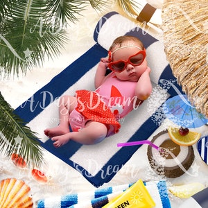 Baby Beach Blanket Digital Backdrop