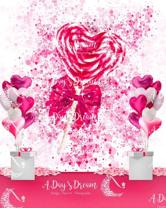 Heart Lollipop Digital Background | Etsy