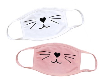 Cat face mask, Kitten face mask, Meow face mask, Whisker face mask, cute cat mask, cat theme face mask, rose gold cat face mask, kitty mask