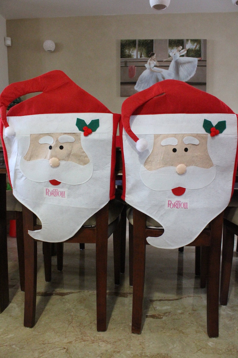 Personalized Christmas Santa Hat Chair Covers Name Pach Etsy