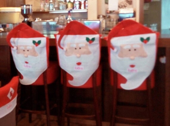 personalized santa hat chair cover