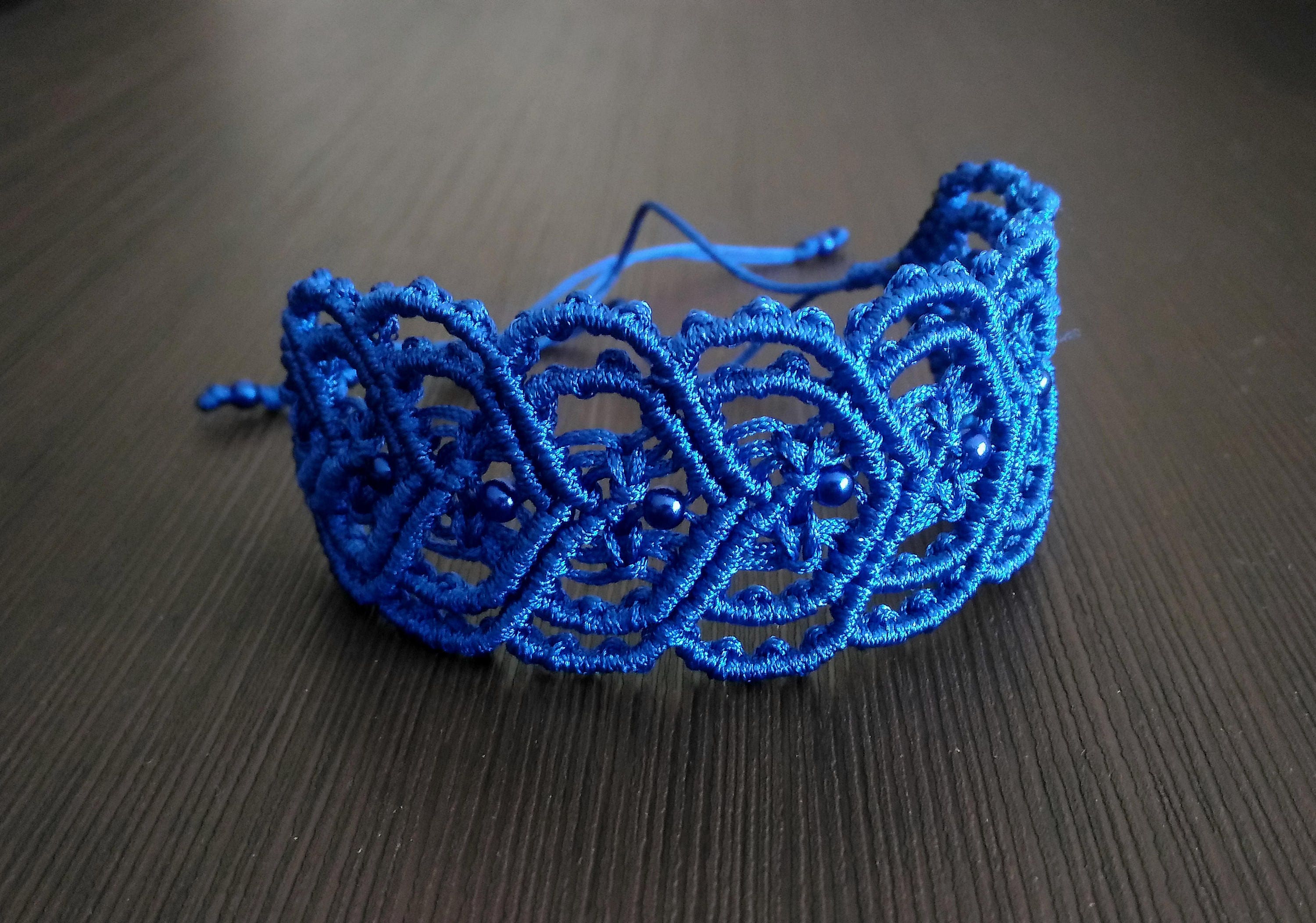 Macrame Bracelet Blue Valentine's Day gift Heart Boho | Etsy