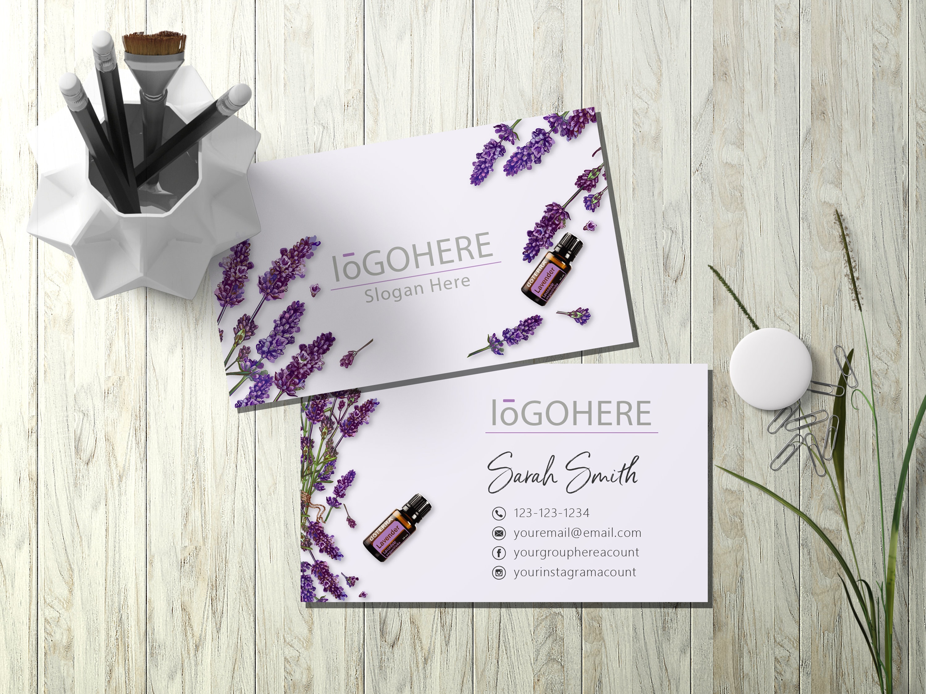 Essential Oils Business Card Lavender Business Card Wellness Etsy