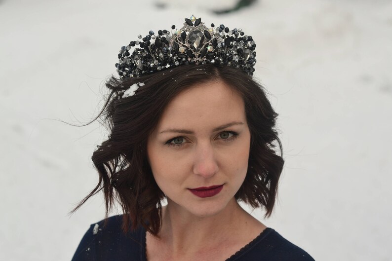 Black Crown Bridal Crown Wedding Crown Black Tiara Crystal Etsy New