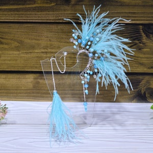 Chain ear cuff with feathers Wedding earrings studs Bridal earrings clip with feathers