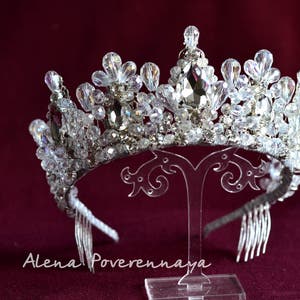 Crystal crown, Wedding Diadem, Royal Crown, Wedding crown,  Black crown, Royal tiara, Wedding tiara, Bridal Crown, Bridal Diadem, Red crown