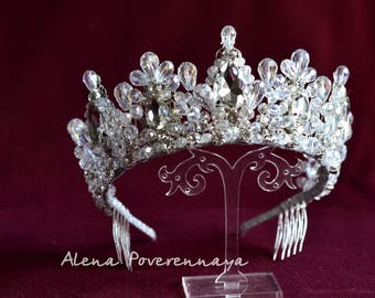 Crystal crown, Wedding Diadem, Royal Crown, Wedding crown,  Black crown, Royal tiara, Wedding tiara, Bridal Crown, Bridal Diadem, Red crown