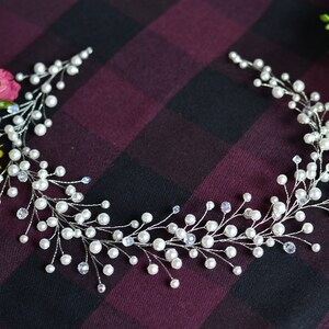 Cabelo de noiva longo com pérolas, videira, cabelo de noiva, videira, coroa de pérolas, pente de cabelo de pérola