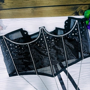 Modische glänzende Strass Korsett Schwarz Strass Korsett Strass schwarzen Gürtel Strass Damen Korsett Unterbrust Strass Geschenk