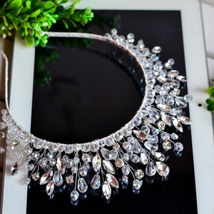 Luxurious wedding tiara made of rhinestones and crystal beads, child crystal tiara, rhinestones bridal tiara, wedding rhinestones crown. image 1