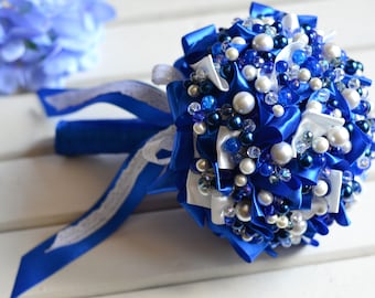 Crystal Brooch Wedding Bouquet, Pearl Bead Bridal Bouquet, Bridesmaid Gift