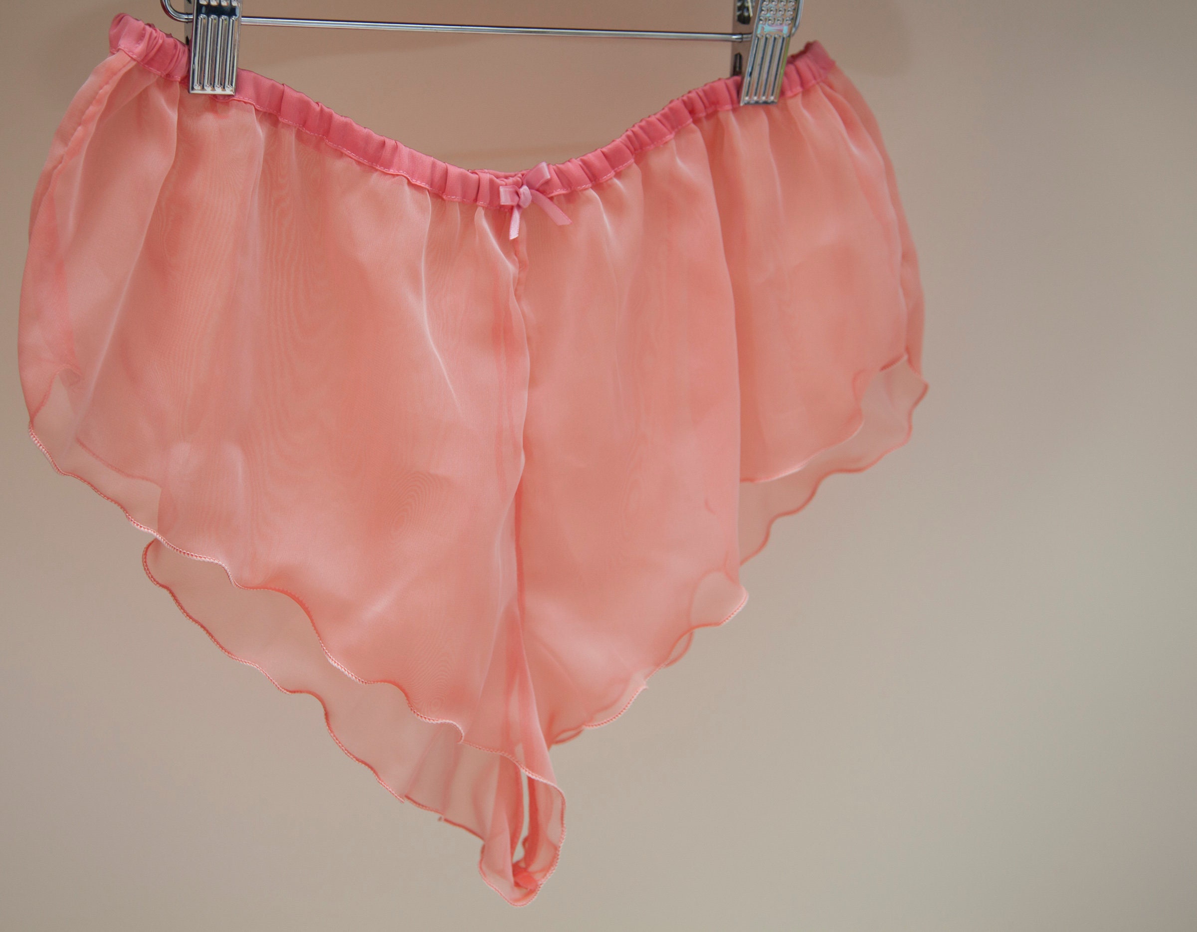 Pink Sheer Chiffon French Knickers Panties See Through Sexy Lingerie  Underwear 