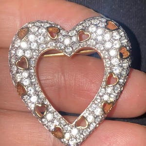 Swarovski Vintage Pave' Crystal Goldtone Heart Pin Brooch Retired