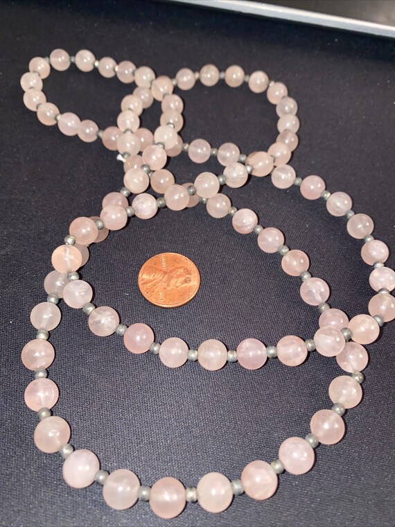 Rose quartze Beaded Necklaces vintage pink. Weigh… - image 5