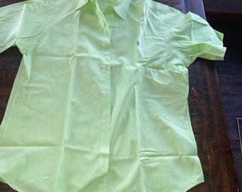 Ralph Lauren lime Green Shirt button down dress shirt vintage new. Size medium