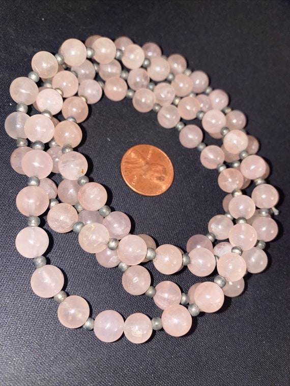 Rose quartze Beaded Necklaces vintage pink. Weigh… - image 2