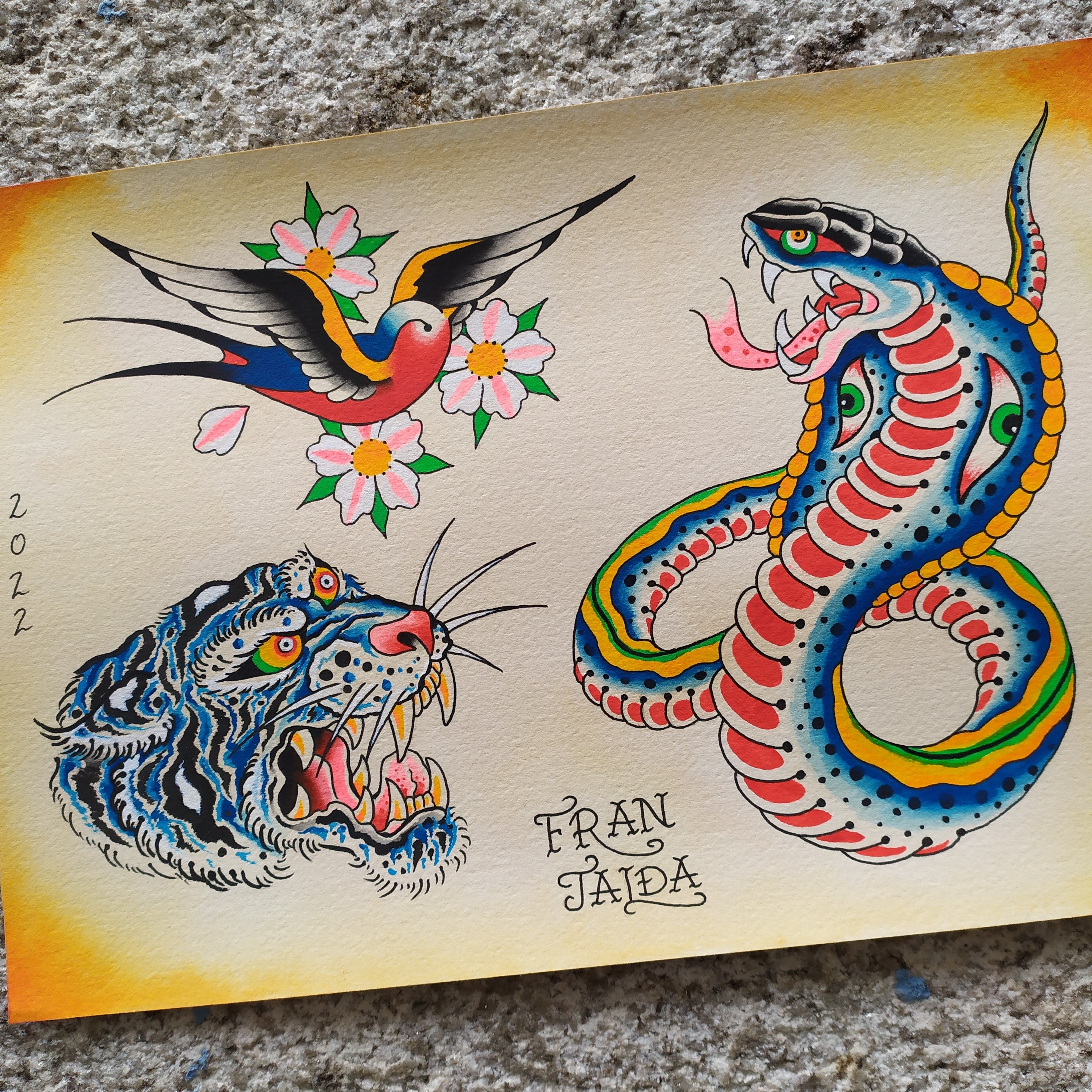 Old School Style Tattoo Cobra Snake Graphic by TribaliumArt