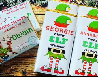 Elf Surveillance Personalised Christmas Chocolate Bar Wrapper