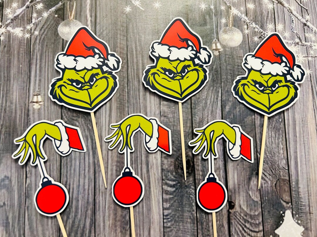 Grinch Christmas Cupcake Toppers Cake Decorations Set of 6 or 12 Etsy