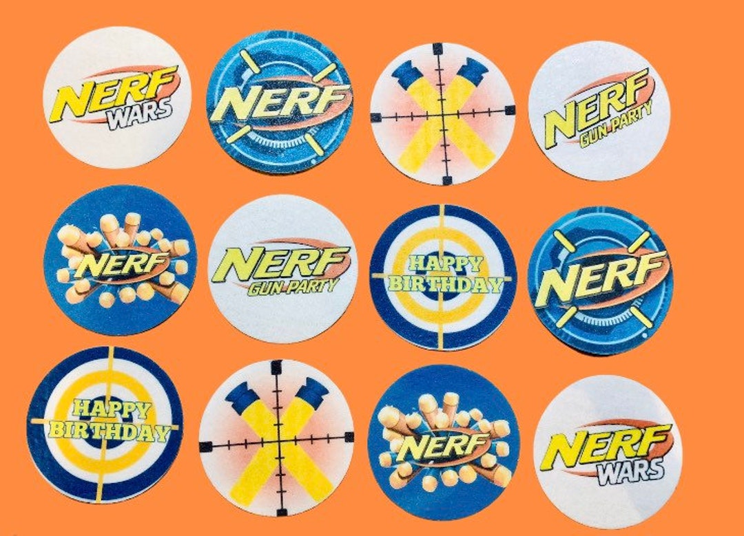Nerf Gun Edible Cupcake Toppers PRECUT Edible Cake Etsy