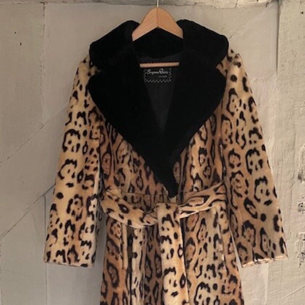 1960s leopard print princess coat, Seymour Paisin Chicago, animal print fur coat, jacket, True Vintage