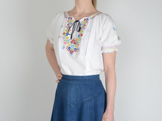 1930s Artex Hungarian embroidered smock top peasan