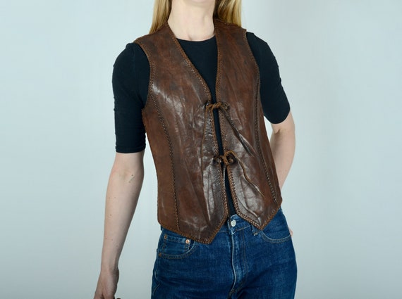 1970s North Beach leather waistcoat, vest, western