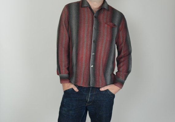 1950s ombre stripe shirt with French collar, loop