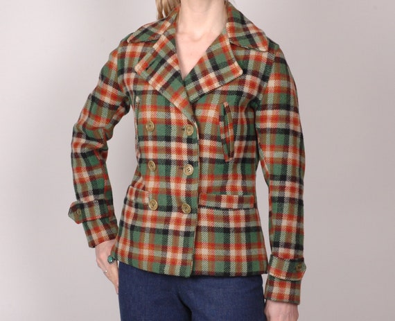 1940s wool plaid check leisure sports coat jacket… - image 1