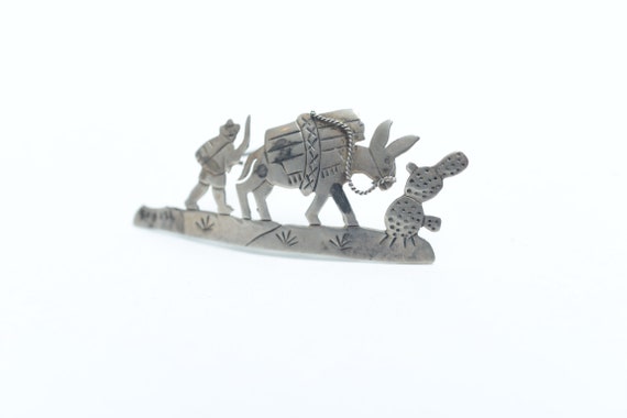 1950s Mexican Silver Tourist pin, brooch, cactus … - image 3