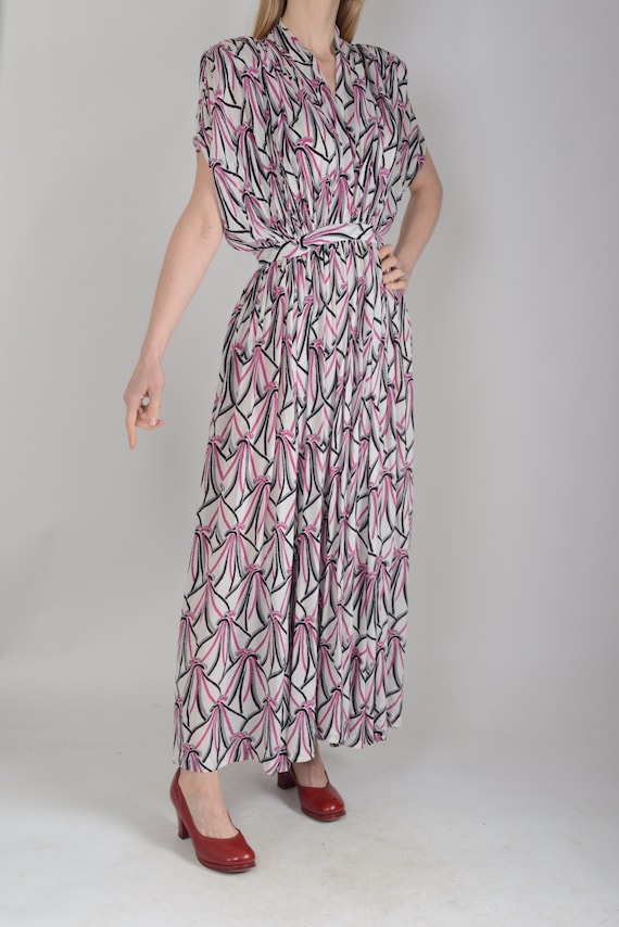 1940s cold rayon evening dress with statement sho… - image 3