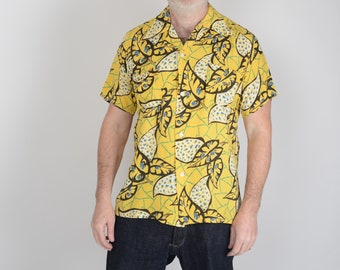 1950s cold rayon Hawaiian shirt, tiki shirt, M, True vintage