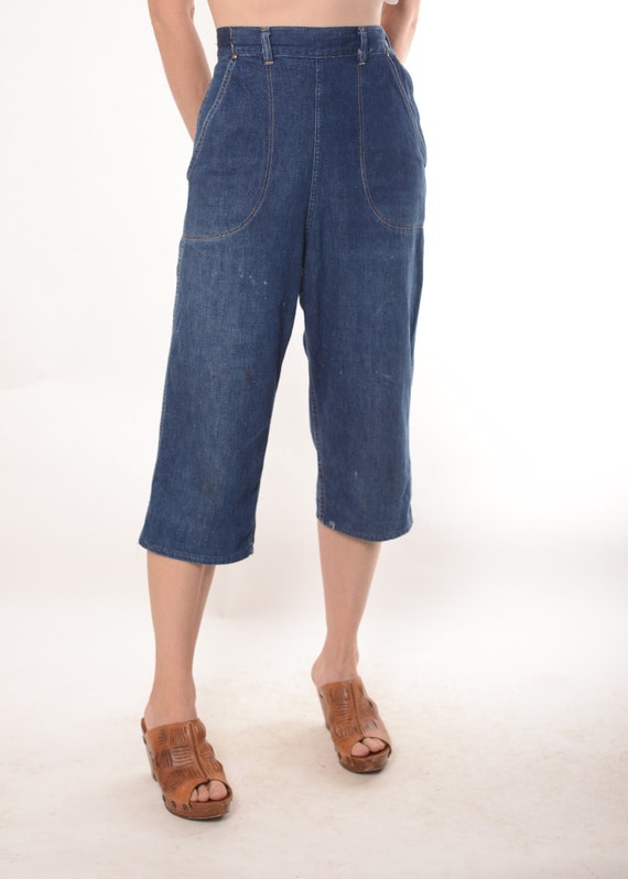 1950s Kitty Carson side zip denim jeans, 25”- 26 1