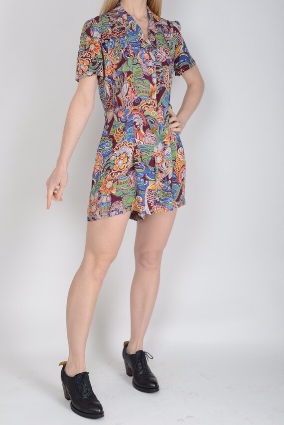 Stunning and rare 1940s cold rayon Hawaiian print
