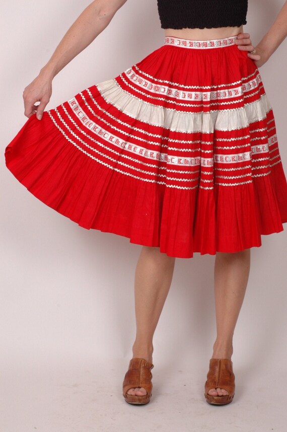 red and white skirt