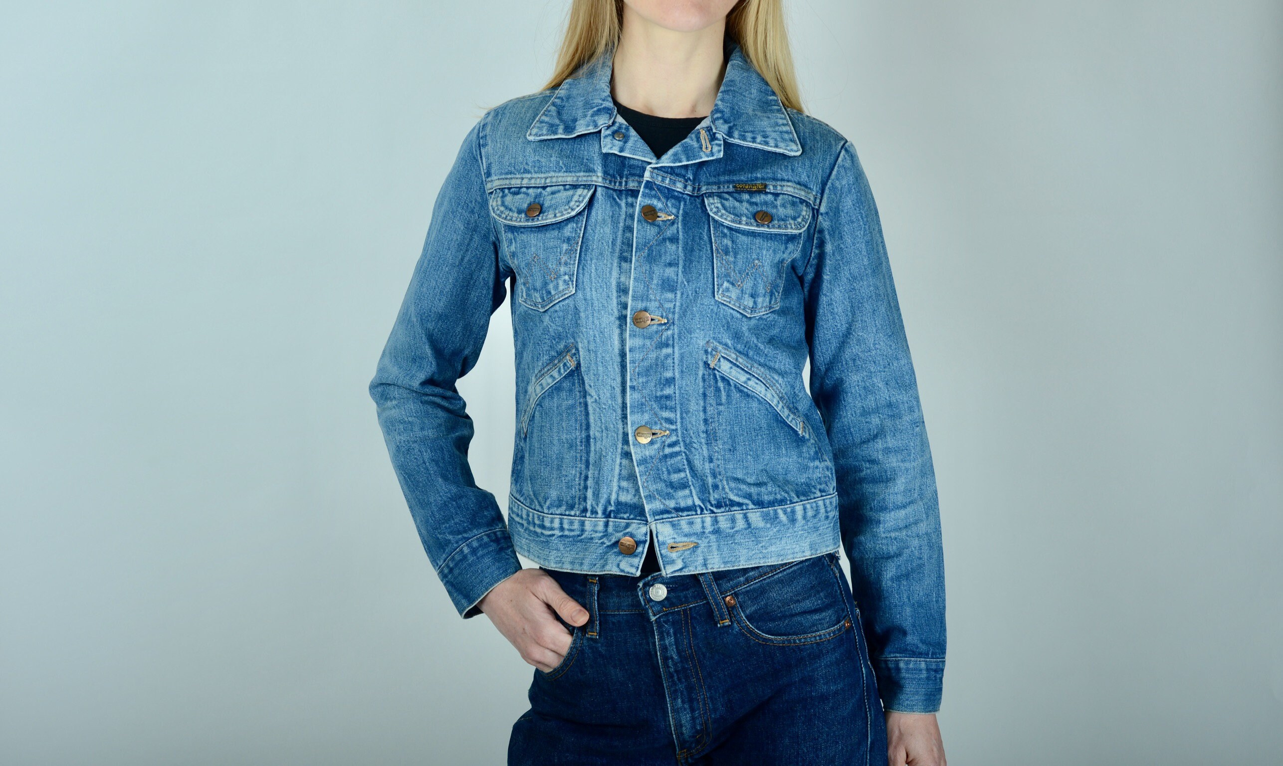 1970s Wrangler 124 MJ Denim Jacket, Denim Trucker Jacket, Western 