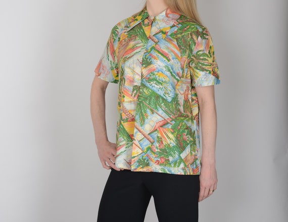 1930s, 1940s tropical Hawaiian novelty print smoc… - image 4