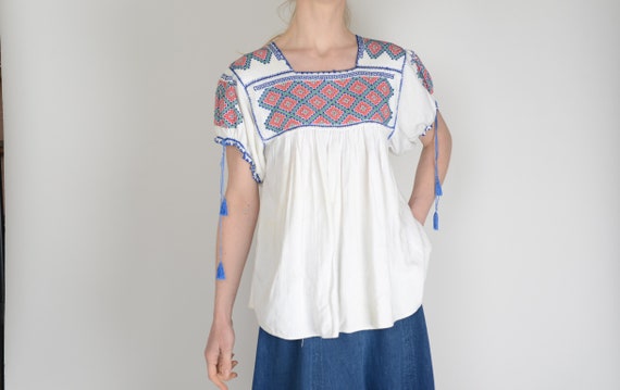 1960s Mexican embroidered smock top, Huipil, Oaxa… - image 2