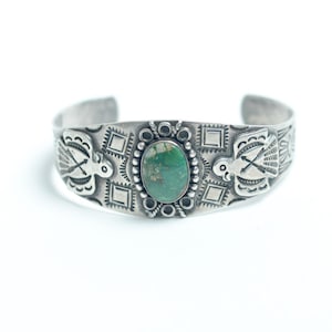 1930's Fred Harvey era south west Navajo Turquoise and Silver Thunderbird cuff, bracelet,True Vintage
